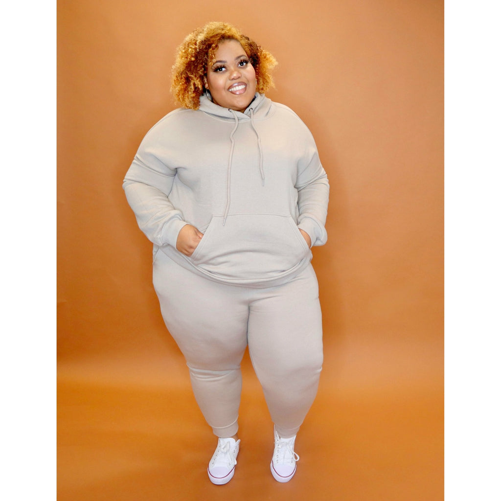 Khaki Sweatpant Set CURVY - Mad Swanky Kouture