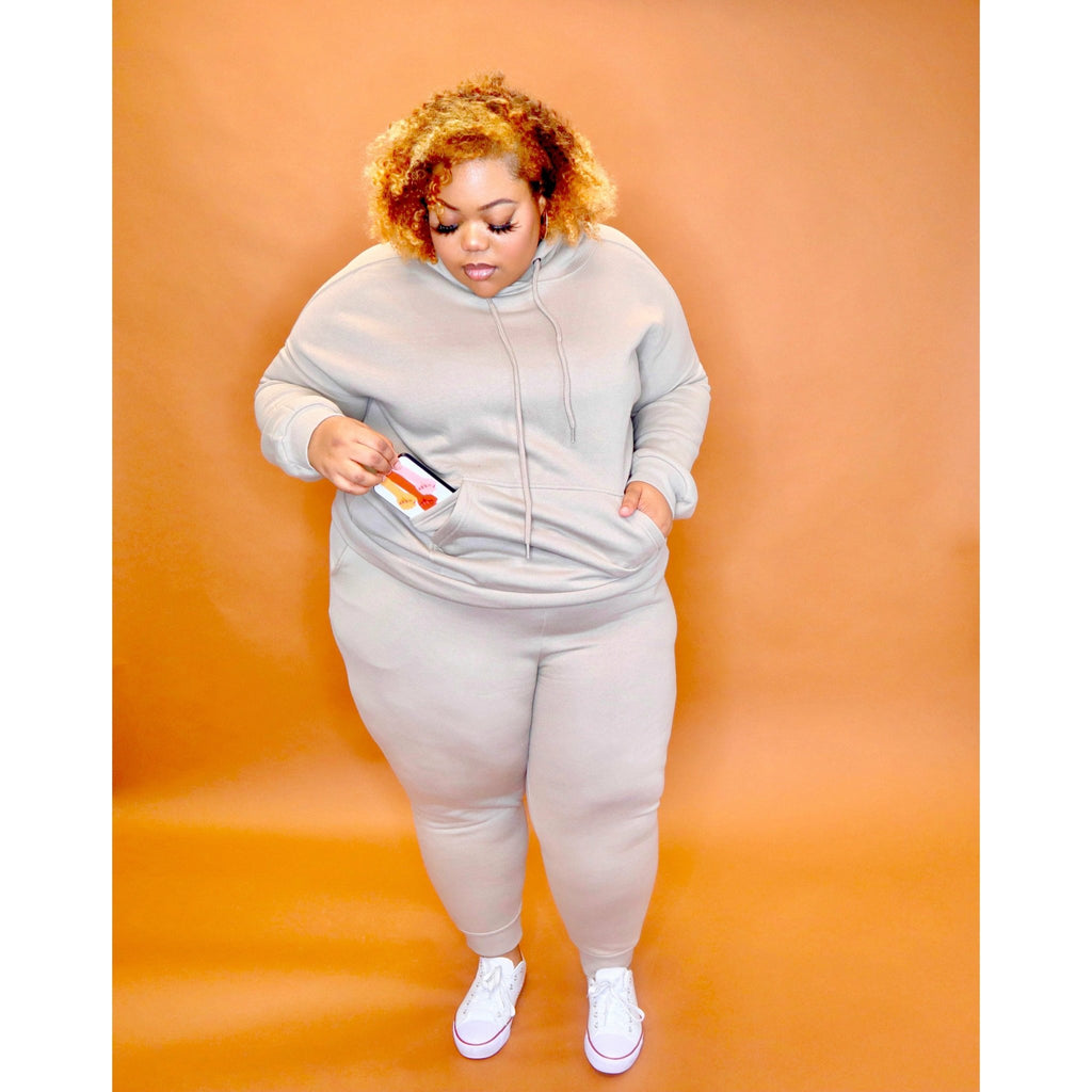 Khaki Sweatpant Set CURVY - Mad Swanky Kouture